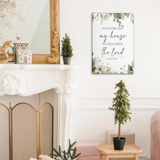 HIWX Christian Wall Decor, as for Me and My House Bible Verses Sage Green
