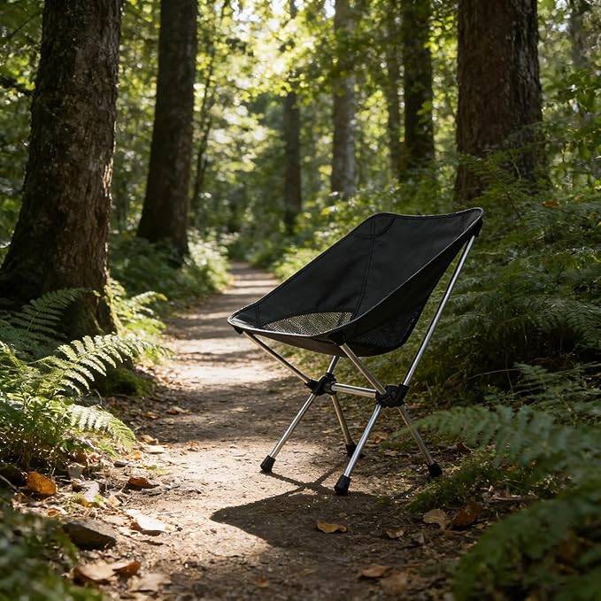 Wind Tour Portable Camping Chair Lightweight Foldable Outdoor Chair for Hiking Camp Backpacking Lawn Beach Fishing Picnic with Carry Bag (Silver - Ultra Light)