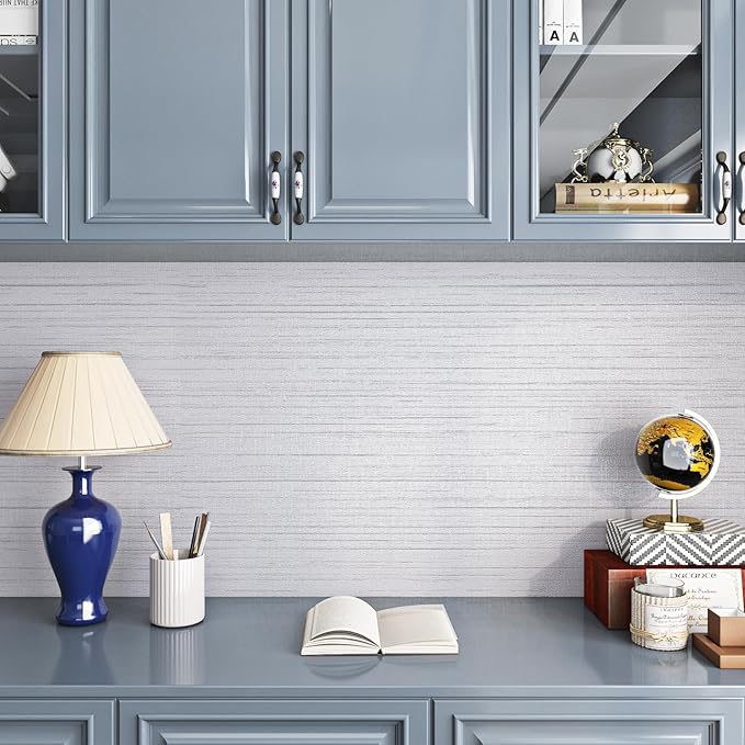 Livelynine 15.8x394 Textured Wallpaper Stick and Peel White Embossed Wallpaper