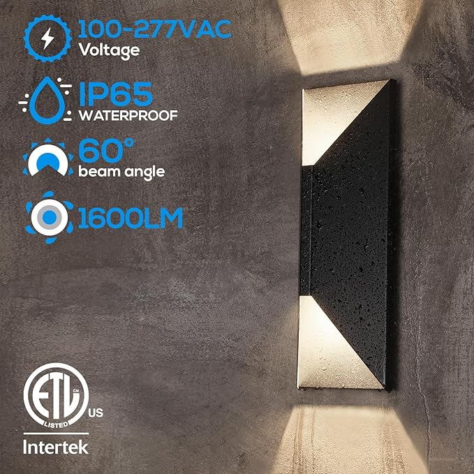 LEONLITE 5CCT Dimmable LED Up Down Wall Light, CRI 90+, IP65 Waterproof