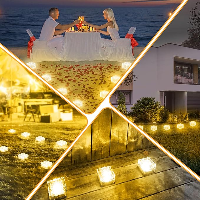 JKIMK Solar Brick Lights - Outdoor Waterproof Patio & Garden Decor (3 Packs) for Patio, Yard, Walkway, Pathway