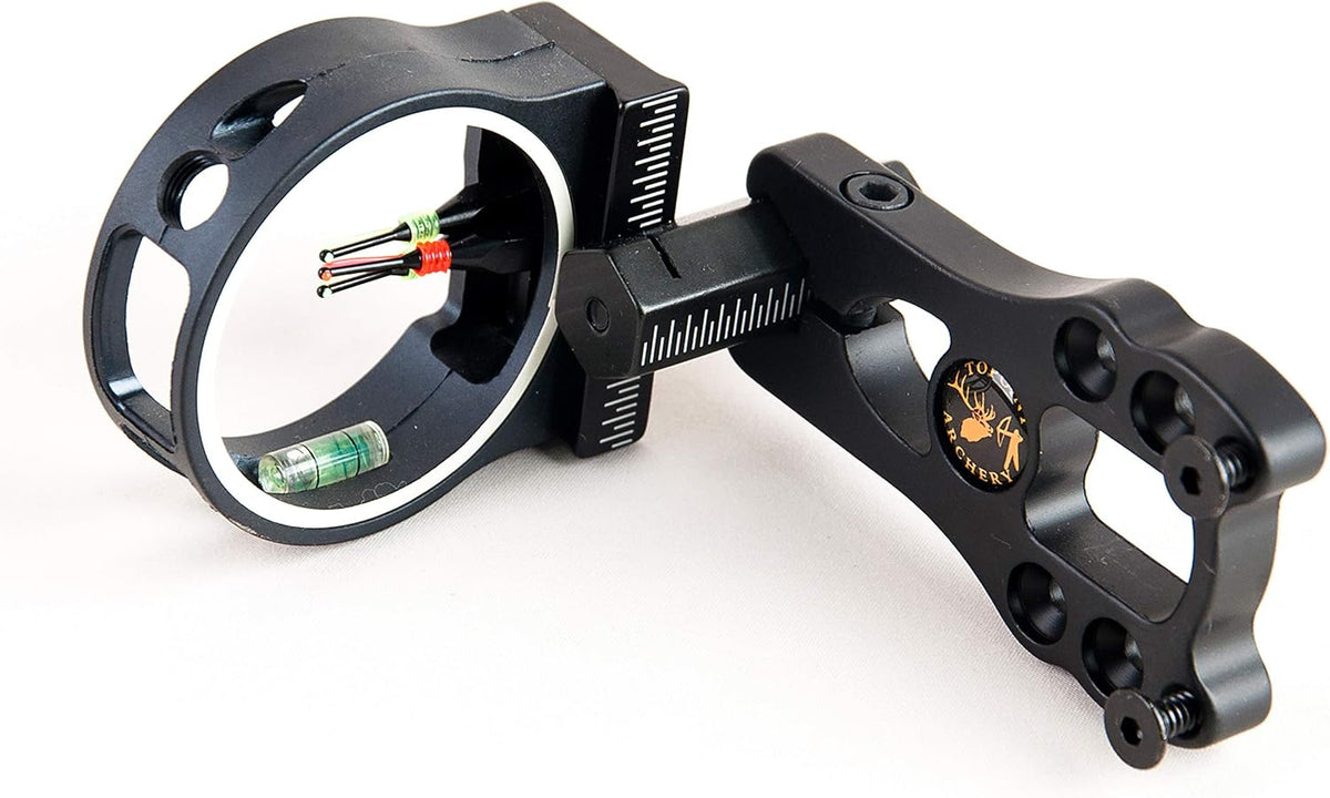 TOPOINT 3 Pin Bow Sight - Adjustable Fiber Optic, Brass Pins, Aluminum - Right/Left Handed