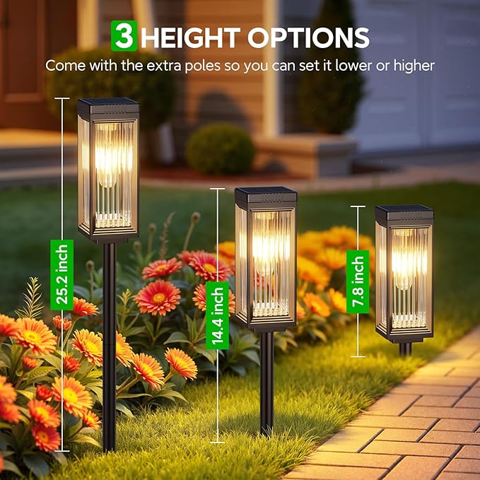 ELECLINK Solar Pathway Lights Outdoor, 8 Pack Upgraded Solar Lights Outdoor Waterproof, Bright Up to 15 Hrs Auto On/Off Garden Light for Yard Patio Lawn Path Walkway Driveway Outside Decor