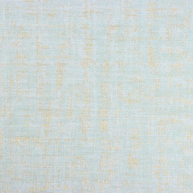 VEELIKE Blue Gold Grasscloth Peel and Stick Wallpaper 15.7''x118''