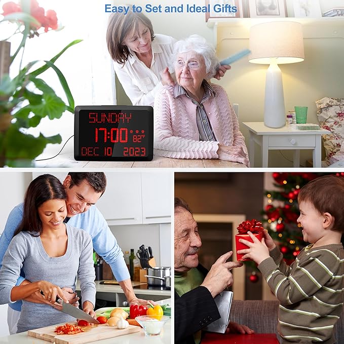 Raynic Digital Clock, 11.5" Large Display Digital Calendar Clock