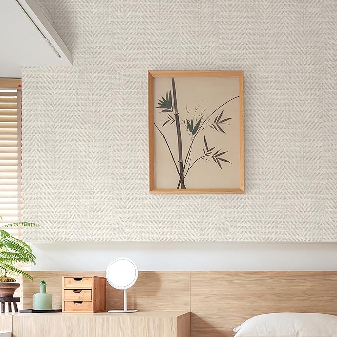 Rugreat Striped Grasscloth Wallpaper Peel and Stick 78.8inL 17.3inW Textured