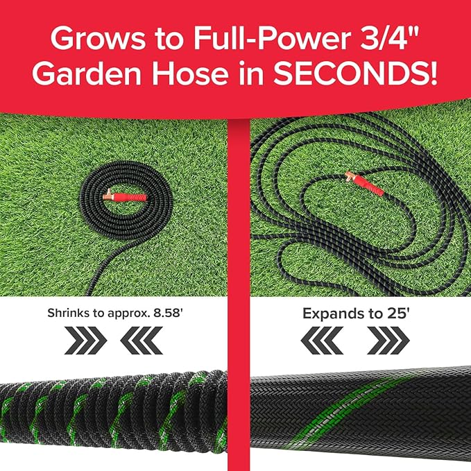 Pocket Hose Ballistic Double UV Edition 25 FT Expandable Garden Hose w/Pocket Pivot Swivel Connector, Anti-Burst Sleeve Reinforced w/Bulletproof Fiber, Lightweight, No-Kink, Compact, AS SEEN ON TV