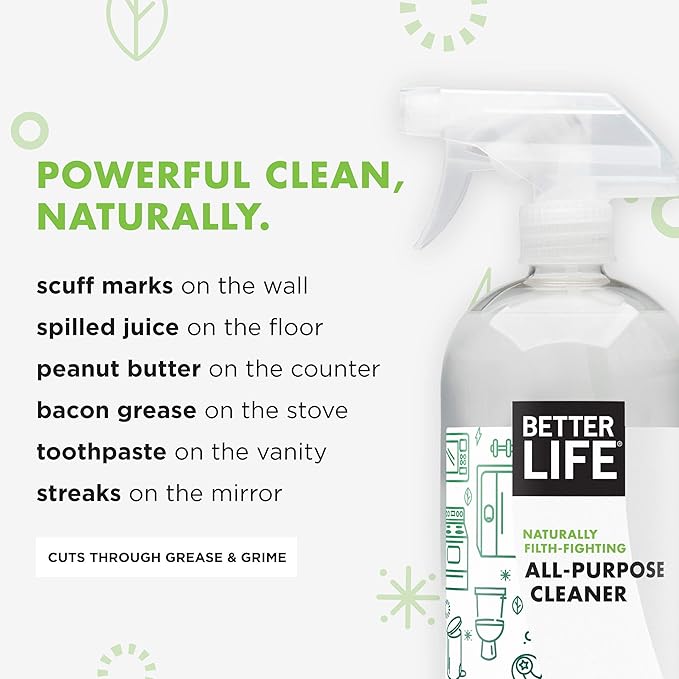 Better Life Floor Cleaner 32 Oz 2 Pack + All Purpose Cleaner Unscented 32 Oz Pack of 2 + Tub & Tile Cleaner 32 Oz 2 Pack