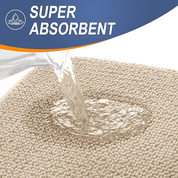 OLANLY Toilet Rugs U-Shaped 24x20, Extra Soft Absorbent Thick Memory Foam Contour Bathroom Rugs, Dry Quickly, Machine Washable, Non-Slip Toilet Bath Mat, Home Decor Accessories, Beige