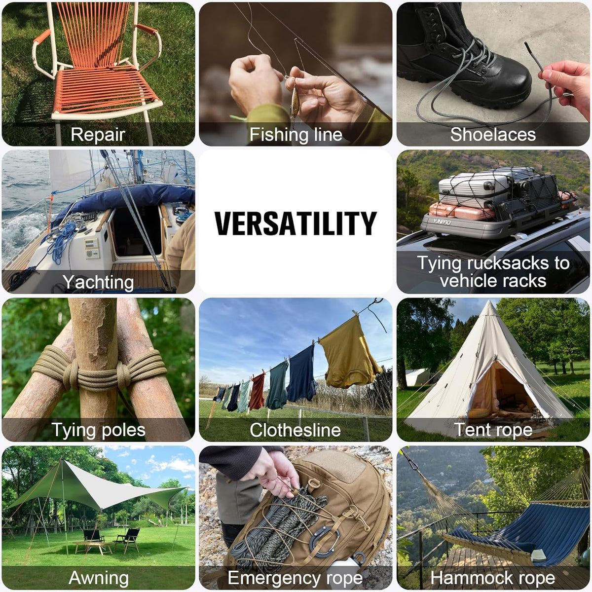 Paracord 550 lb - 500ft Heavy-Duty 7-Strand Parachute Cord | Versatile Khaki Rope for Survival, Camping, and Crafts