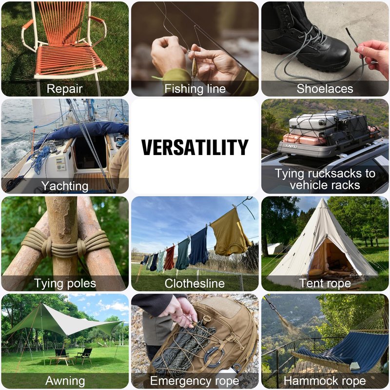 Paracord Rope 550 lb - 200ft 5/32" Parachute Cord 4MM 7-Strand para Cord - Heavy Duty Spool String for Survival,Camping Gear, Survival Bracelet, Clothesline - Purple