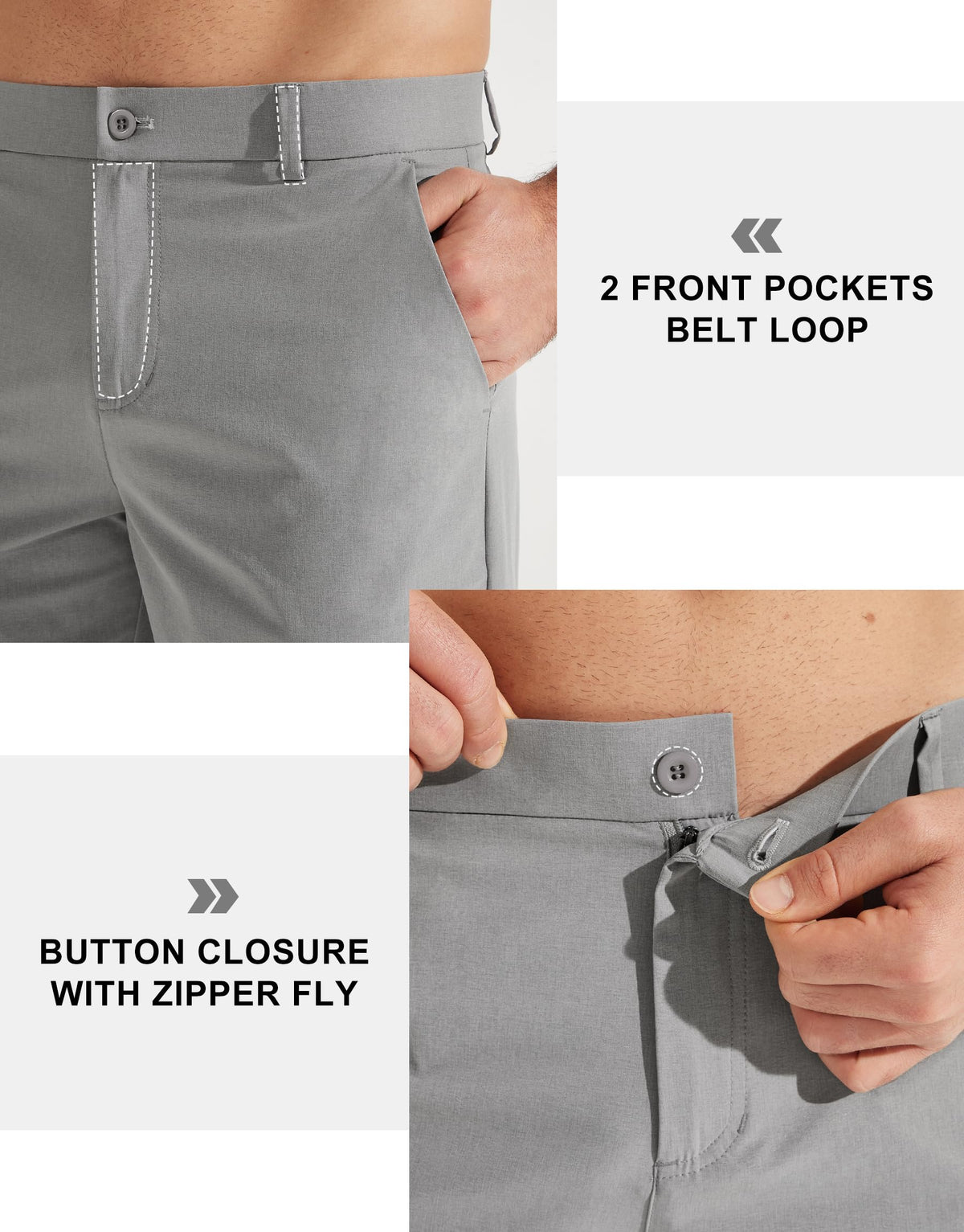 Libin Men's Work Pants Comfy Golf Pants 34" Quick Dry Lightweight Dress Slacks Business Casual Clothing for Men Travel HIiking Outdoor, Light Grey, 33W x 34L