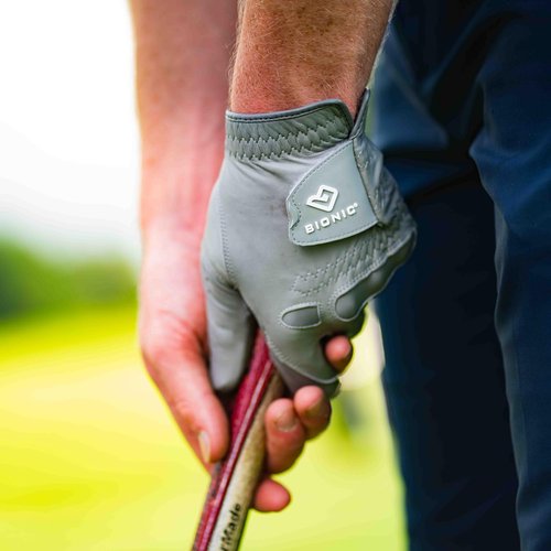 Bionic Men's StableGrip 2.0 Golf Glove - Premium Cabretta Leather in Grey for Enhanced Performance