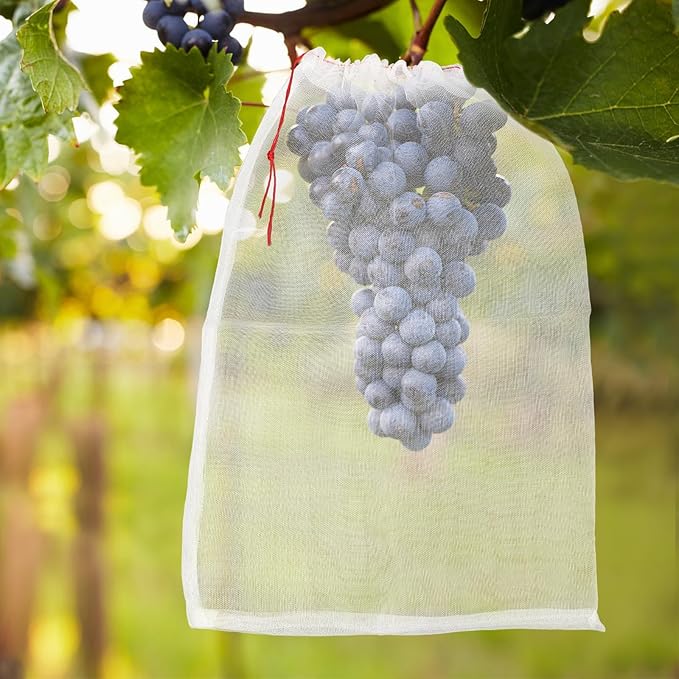 Mesh Fruit Protector Bags, 50 PCS 14x21 Inch Large Fruit Bags for Fruit Trees, Durable Garden Barrier Netting Bag Protect Watermelon Cantaloupe Mango Apricot from Insect Pest Bird