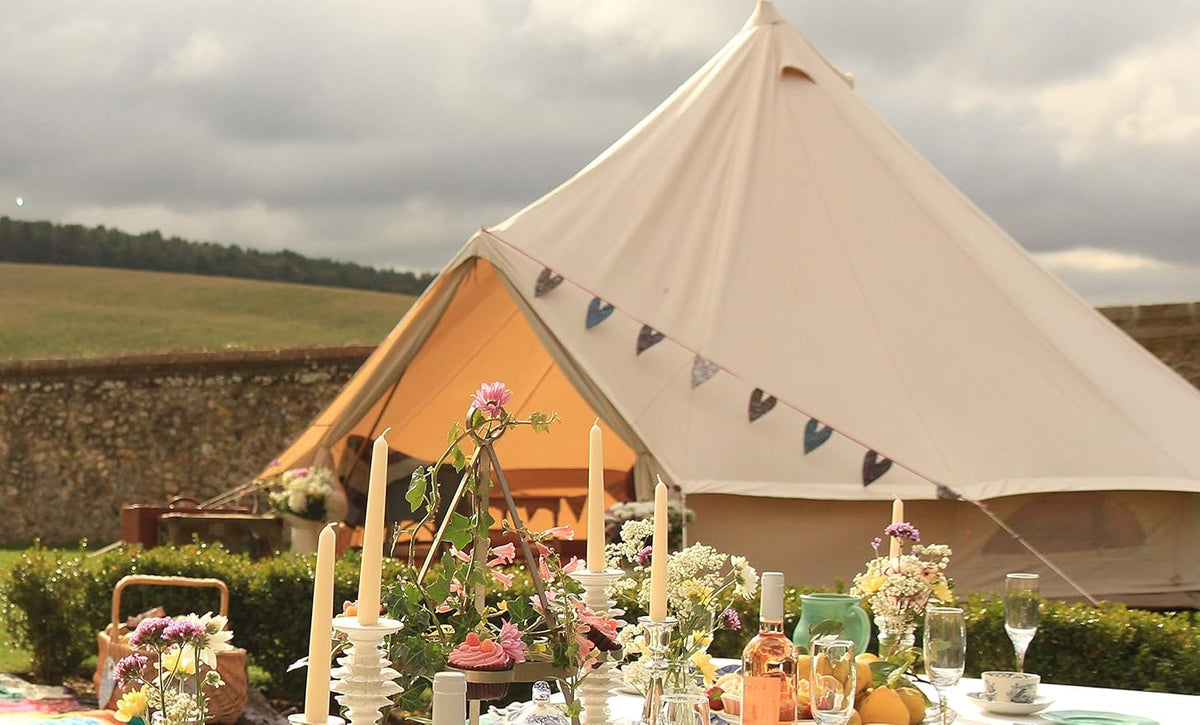 Outdoor Luxury Glamping Bell Tents for Boutique Camping and Occasional Family Camping Trips and Festivals and Human shelter for inhabiting or Leisure