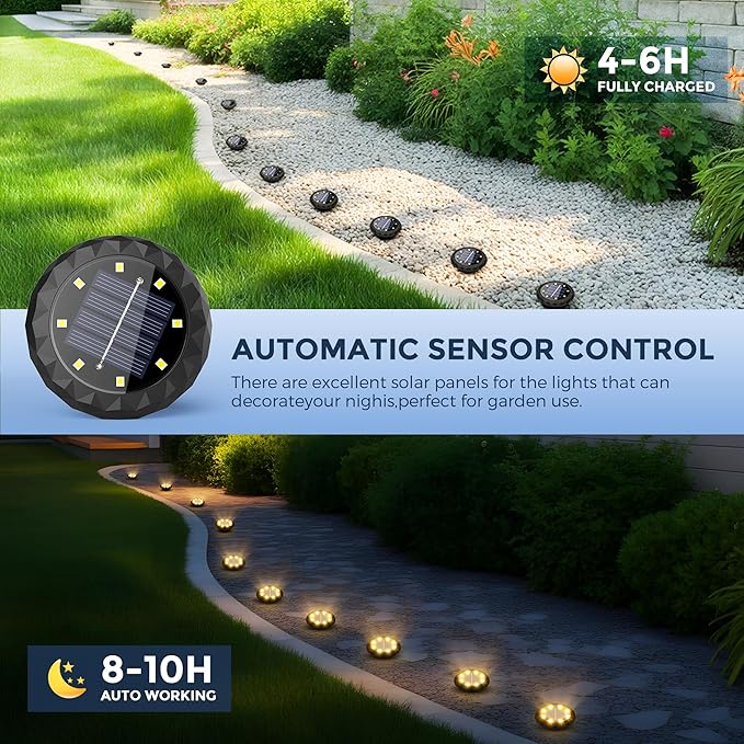 SOLPEX Mini Solar Ground Lights, 20 Pack Solar Lights Outdoor Waterproof, Landscape Lighting for Garden Pathway Driveway Walkway (Warm White)
