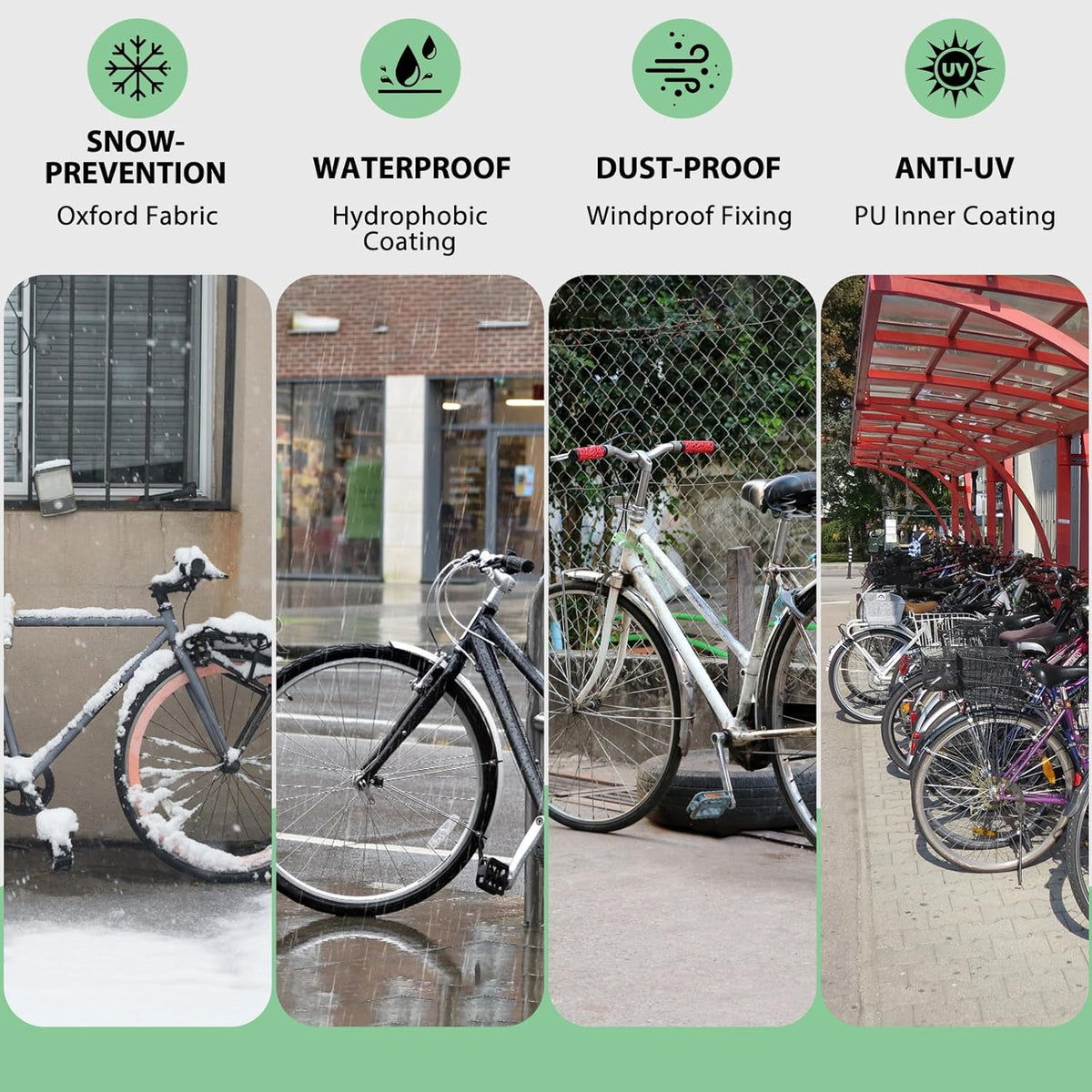 Topcrown Waterproof Bike Cover - Outdoor Storage for 1 Bike | UV, Dust & Wind Proof, XL Size (Black & Green)