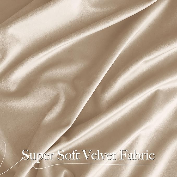 NICETOWN Beige Velvet Curtains 144" Length