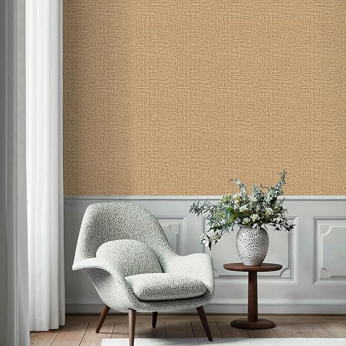 TANONE Dark Coffee Linen Wallpaper Self-Adhesive- Grasscloth Contact Paper Peel