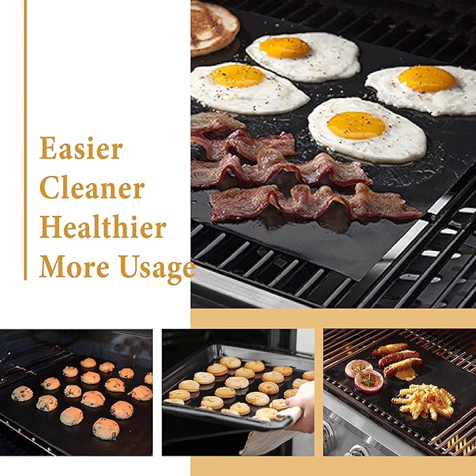 Oven Liners for Bottom of Oven, 2 Pack Large Thick Heavy Duty 100% Non-stick Reusable Teflon Oven Mat, 17”x25” Baking Mat for Electric, Gas, Toaster Ovens, Grills,Kitchen Friendly Cooking Accessory
