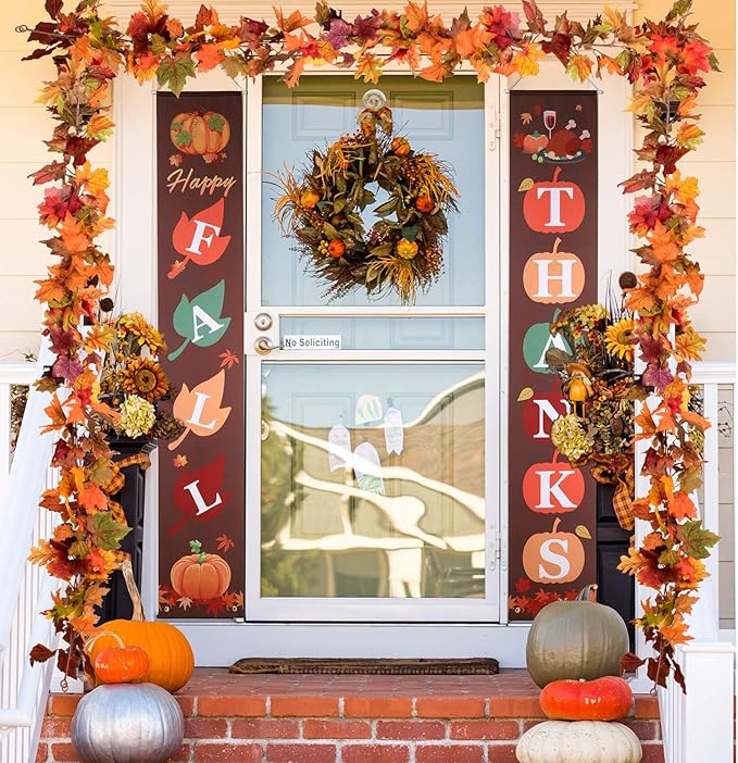 DearHouse 6 Pack Fall Garland Maple Leaf Clearance, 5.9Ft/Piece Hanging Vine Artificial Autumn Garland Thanksgiving Decor for Home Wedding Fireplace Party Christmas (Multicolor)