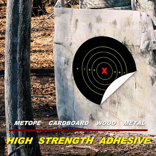 ATFLBOX 8-Inch Fluorescent Yellow Bullseye Shooting Target Stickers - Perfect for Indoor & Outdoor Ranges | Compatible with Handguns, Rifles, and Airsoft Guns