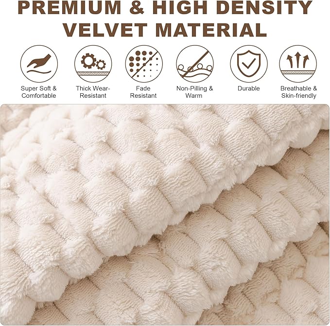 OTOB Couch Covers for Dogs Washable, Non Slip Plush Fuzzy Sofa Slipcovers Dog Cushion Mat, Soft Cozy Kids Pet Friendly Furniture Protector Sofa Cover, All Seasons (Cream, 31.5" x 63.0'')