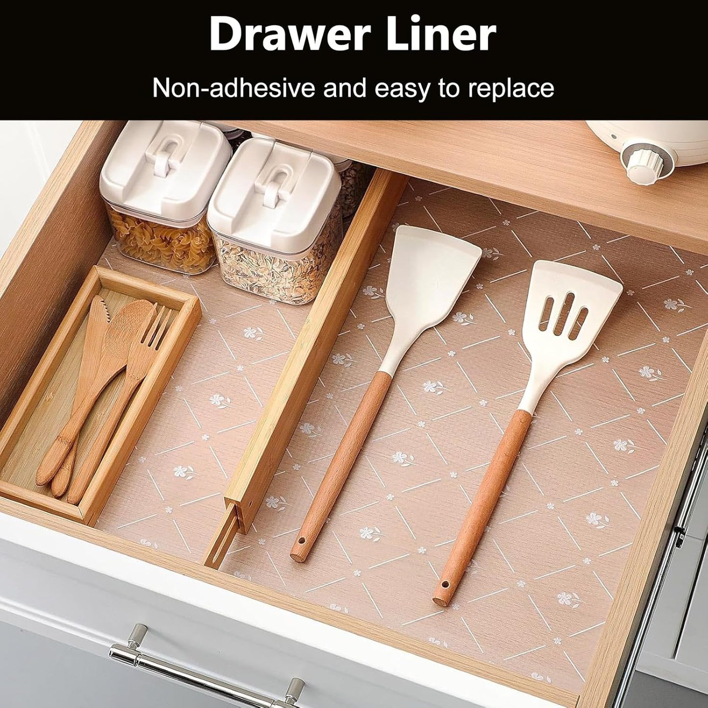 INNOLITES Shelf Liners for Kitchen Cabinets, Non Adhesive Drawer Cabinet Liner, Waterproof Oil-Proof Non-Slip Shelf Liner for Kitchen Pantry Refrigerator 11.8" x 236"