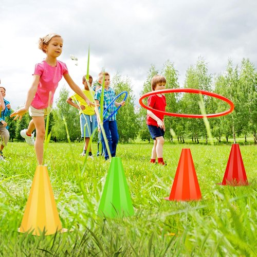 Leelosp 48 Pack Traffic Cones - 7" & 9" Agility Field Markers for Soccer, Basketball & Training