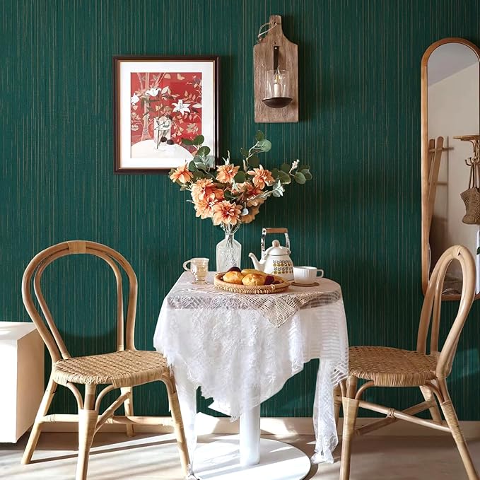 Teal Grasscloth Peel and Stick Wallpaper Texture Contact Paper A Set of 15.7" X