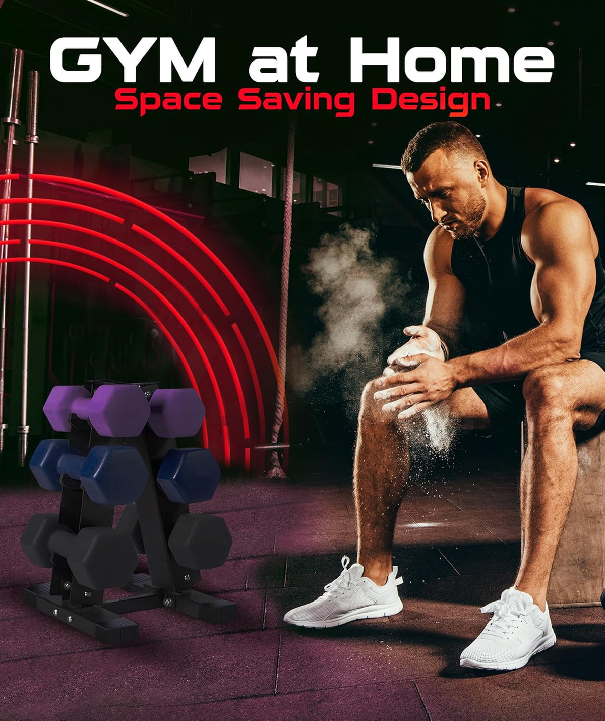 Neoprene Dumbbell Storage Rack - 2.0MM Steel Organizer for Home Gym - Easy Assembly