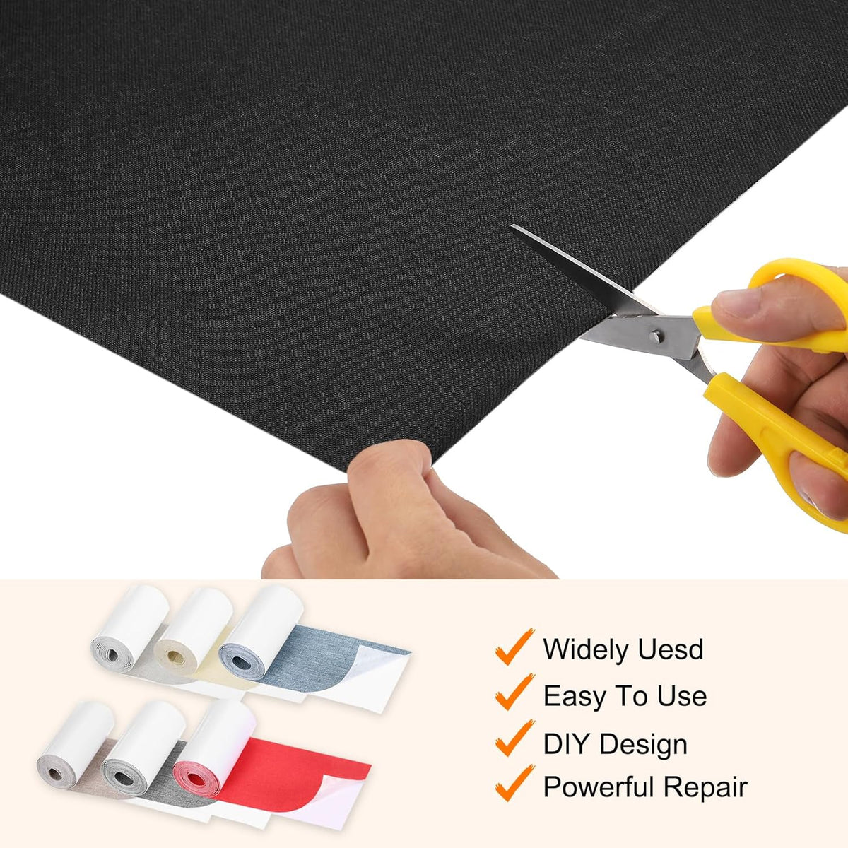 Repair Patches Repair Tape Self-Adhesive DIY Repair Patch Linen Gear Patch for Sofa, Furniture, Chair, Clothing,Tents,3x60 Inch,Dark Grey