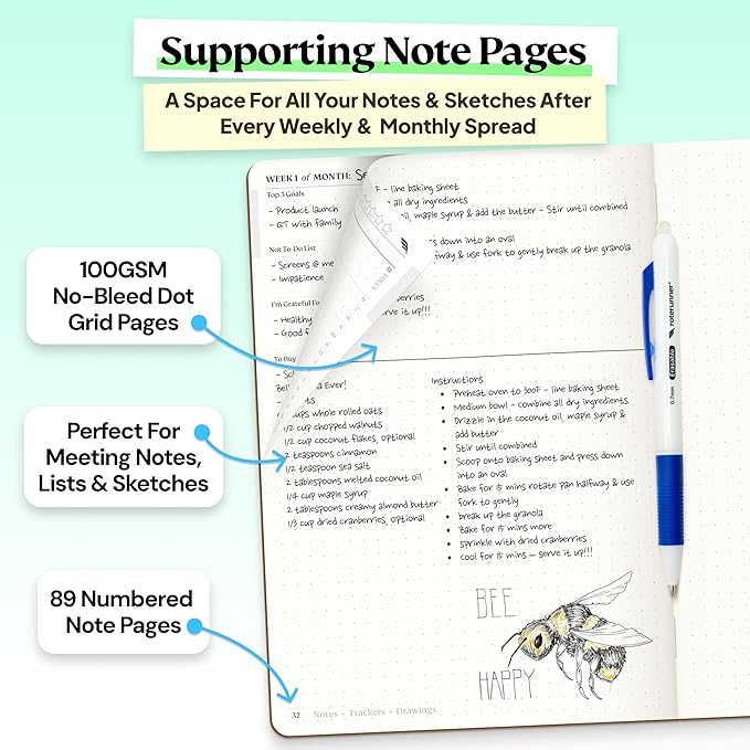 Roterunner Purpose Planner Notebook A5 5.8”x8.3” Undated 2026 Daily Weekly and Monthly Productivity Goal Setting Tool for Work Home ADHD Planner for Adults Self Care Journal (Tan Softcover)