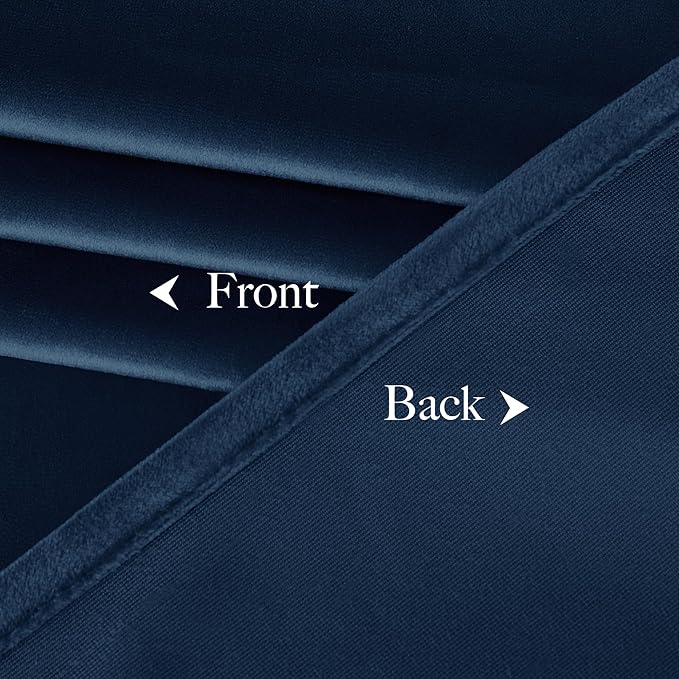 NICETOWN Navy Blue Velvet Blackout Curtains 96 inch Long