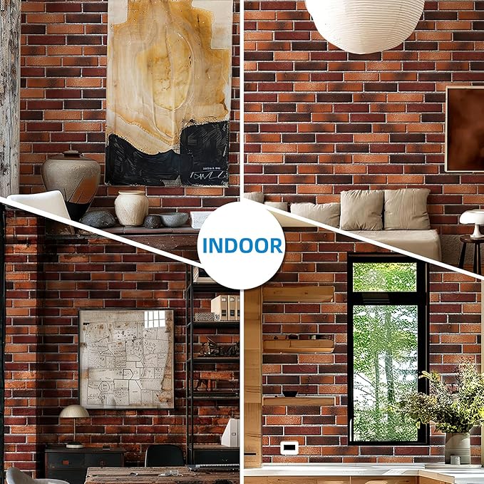 Red Faux Brick Wall Tiles, 3D Thin Brick Veneers