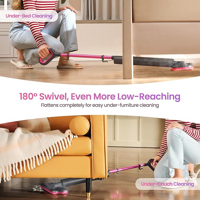 Schenley Steam Mop Cleaner Powerful - 15s Fast Heat-Up, Chemical-Free for Hardwood/Tile/Laminate & Floors/Walls, Washable Pads, 3 Modes for Carpet, Lightweight, Self-Standing, Sleek Design