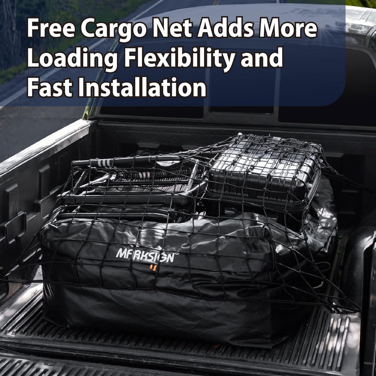 Truck Bed Bag with Cargo Net, 100% Waterproof Truck Cargo Bag Fits Any Truck Size with 4 Handles, 26 Cubic Feet (51''x40''x22'', Patent Pending)