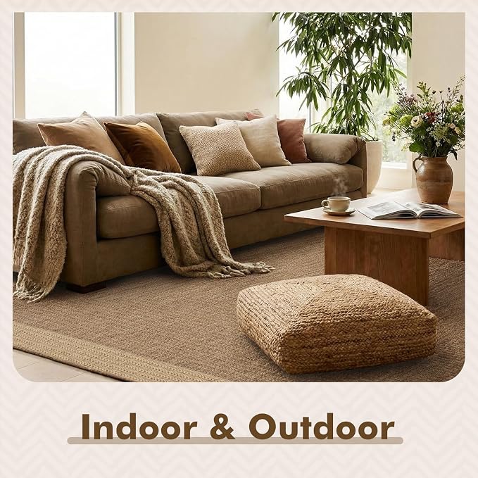 MontVoo-3x5 Outdoor Rug Porch Entryway Rug-Polypropylene Indoor Outdoor Rugs for Entryway Kitchen Balcony Patio, Textured Weave, Durable, Fade-Resistant, Non-Shedding, Modern Neutral Brown