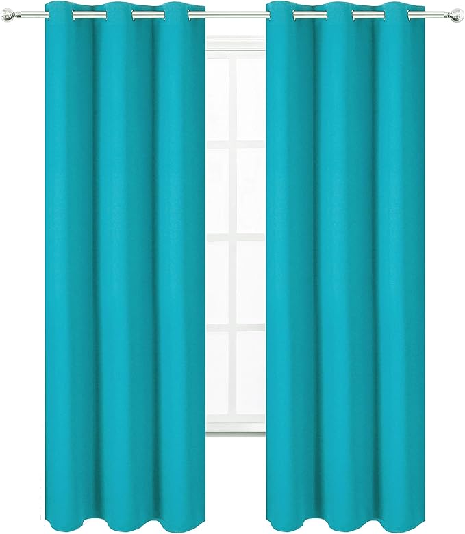 LEMOMO Teal Thermal Blackout Curtains/38 x 84 Inch/Set of 2 Panels Room