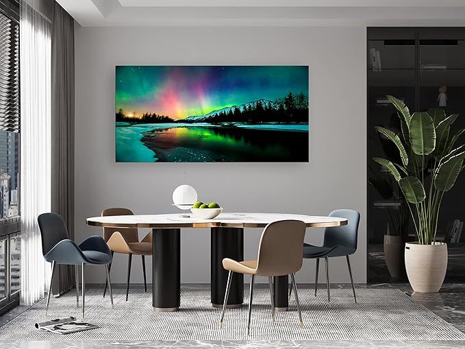 S01975 Wall Art Aurora scenery Painting on Canvas Prints Stretched and Framed