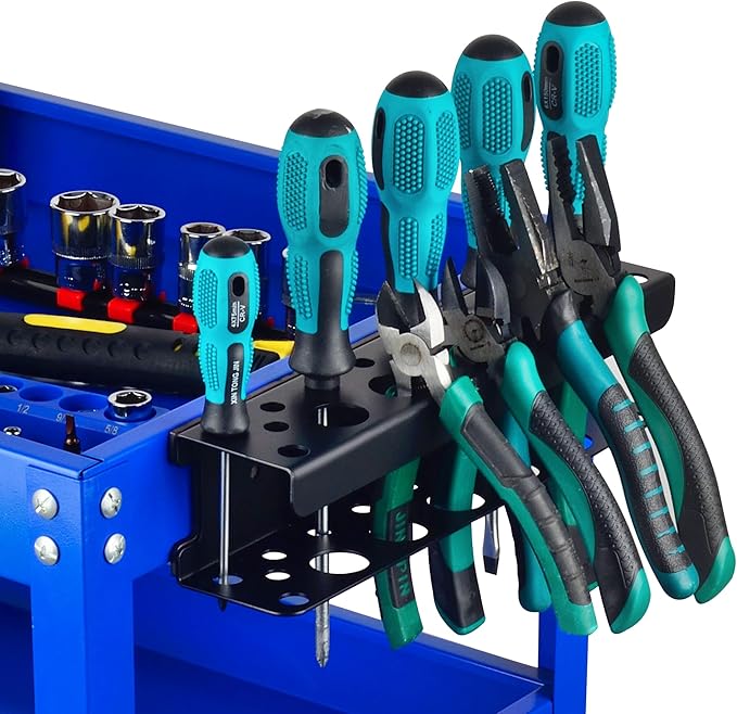 ULIBERMAGNET Magnetic Screwdriver Holder Rack,Heavy Duty Magnetic Pliers Holder,Tools Organizer Rack for Screwdriver, Plier, Shears,Magnetic Mount Tools Rack for Garage,Tool Cart,Pegboards,Workbench