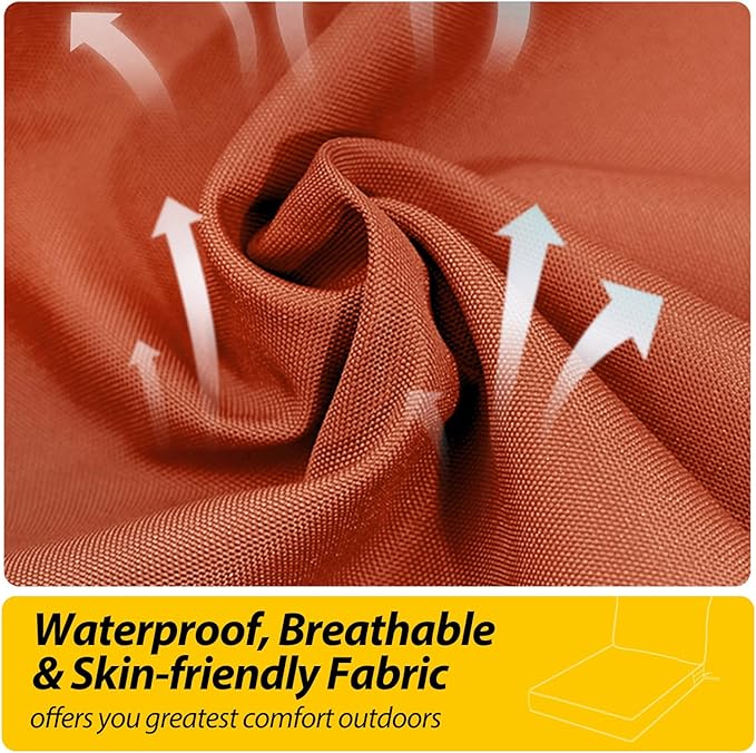 AAAAAcessories Outdoor Seat Cushions for Chairs, Fade-Resistant, Waterproof Patio Furniture Replacement Cushions, 23.5" x 25.5" x 5" + 23.5" x 19", Rust