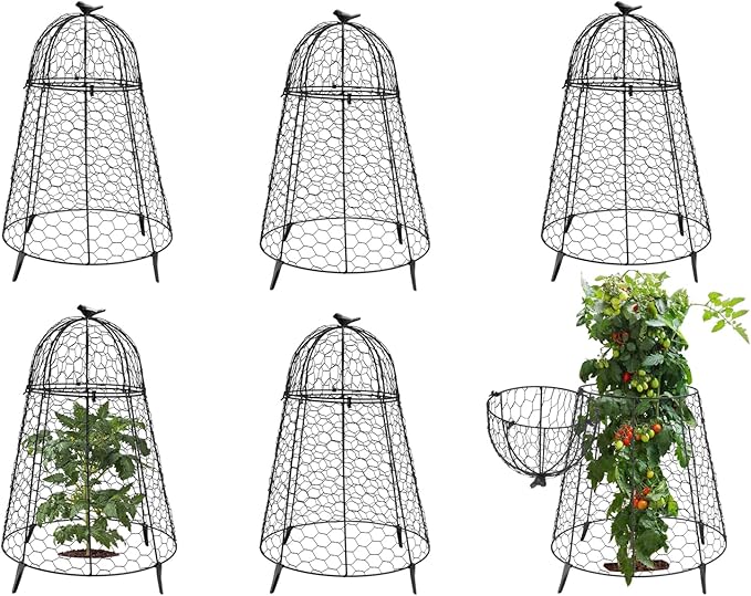 COATTOA Plant Protector Chicken Wire Cloche 6 PCS, Plant Protectors from Animals, 18.7×12 Inch Large Garden Cloches for Plants, Sturdy 2-in-1 Cloche Dome for Plants, Plant Protectors for Easy Pruning