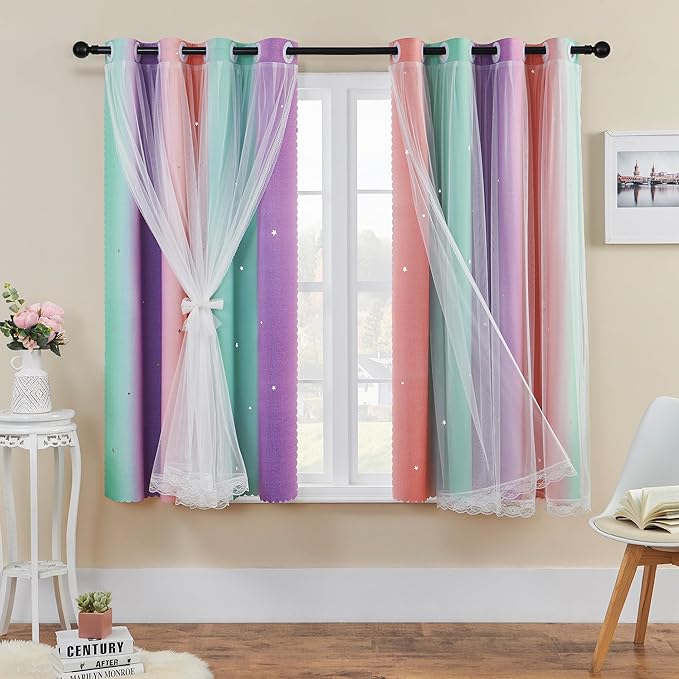 XiDi Kids Room Decor for Girls Bedroom, Girls Room Curtains Windows Wall Drapes
