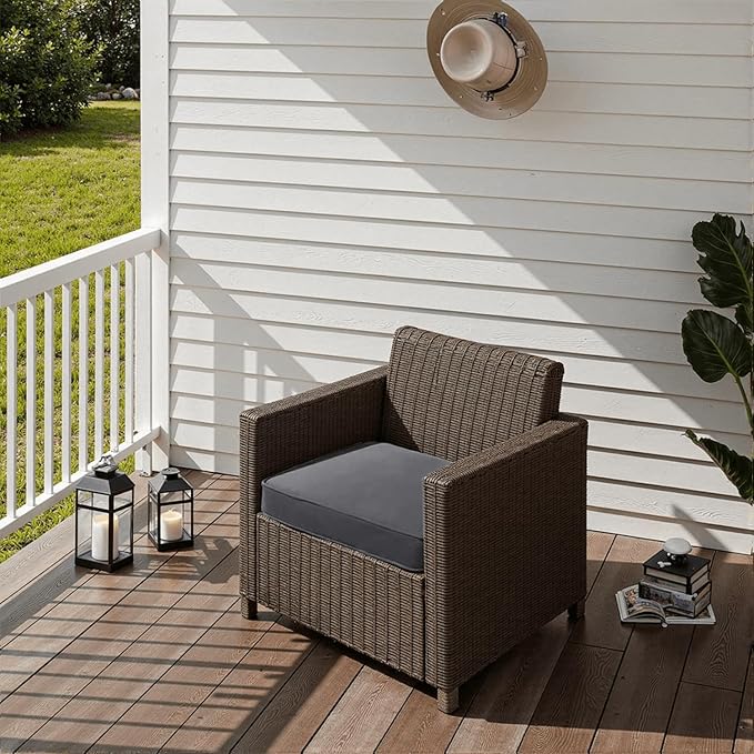PatioGlow Outdoor Chair Cushions 20 x 20 x 3 Inch, Waterproof & Fade Resistant Patio Seat Cushion for Furniture with Handle and Ties, Thick Seating Pads for Outside Sofa Couch Set of 2, Grey