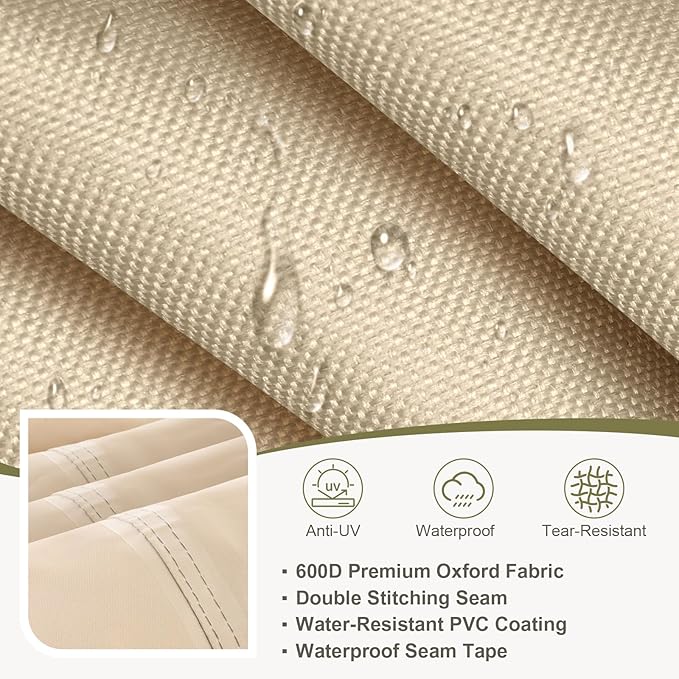 COWVIE Round Patio Dining Set Cover for Outdoor Table and Chairs, 600D Waterproof and UV-Resistant Fabric Patio Furniture Cover with Storage and Air Vent, 120''Dia x 32''H