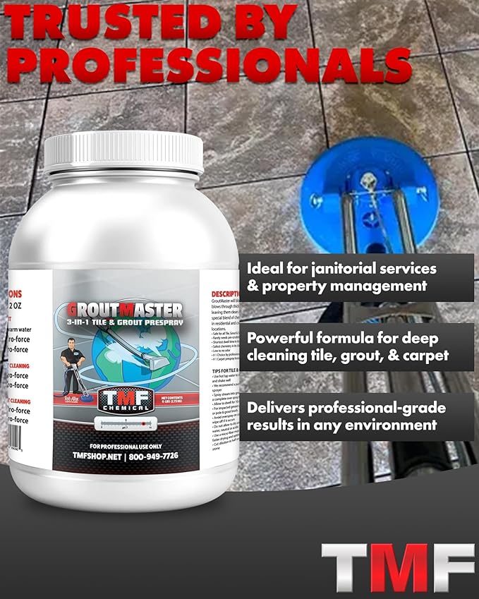 GroutMaster Tile & Grout Cleaner – Fast-Dissolving Powdered Solution for Deep Cleaning Concrete Stains, Grease, & Tough Stains, Ideal for Residential & Commercial Use, 6.5 lbs