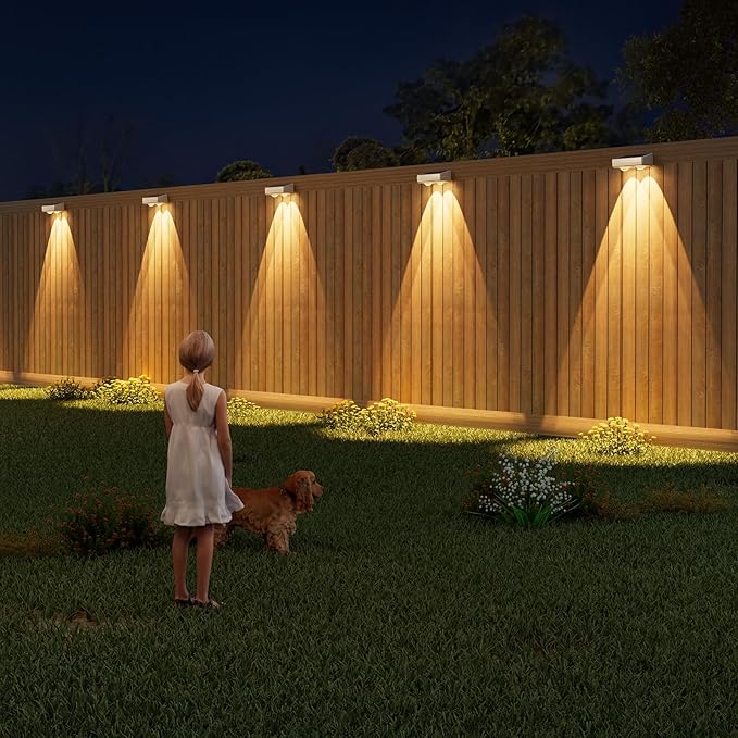 VOLISUN Solar Fence Lights Outdoor 12 Pack, 10 Colors ＆ Color Changing Fence Lights Solar Powered, IP65 Waterproof Solar Lights for Fence, Garden, Patio, Backyard, Railing, Deck, Wall, Pool（White）