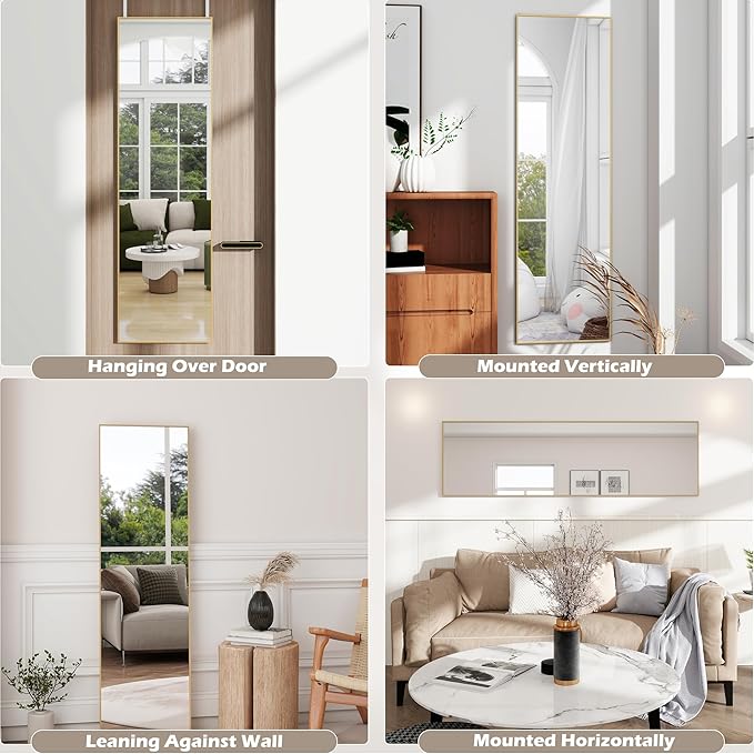 Full Length Door Mirror 14x48, Metal Frame