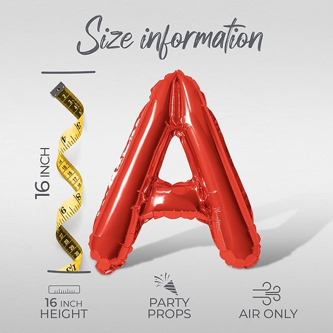 Letter Balloons - LOVE IS IN THE AIR 16" Inch Alphabet Letters Foil Mylar Balloon Valentines Day Party Banner (Red)